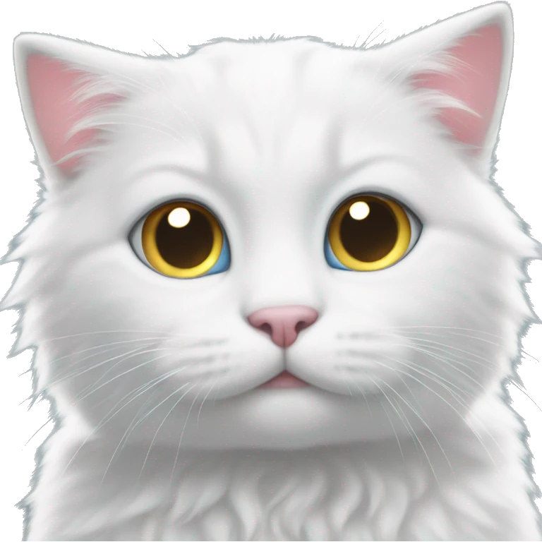 cute fluffy white kitty was sparkly eyes emoji