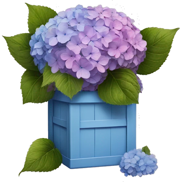 realistic hydrangeas in a box emoji