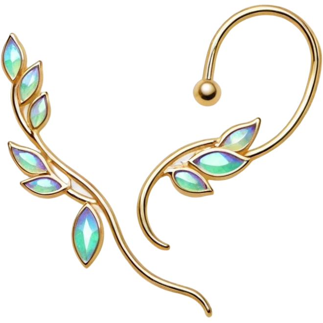 Elvish fae shiny sparkly iridescent translucent diaphanous ear climber ear cuff ear piece apparel emoji