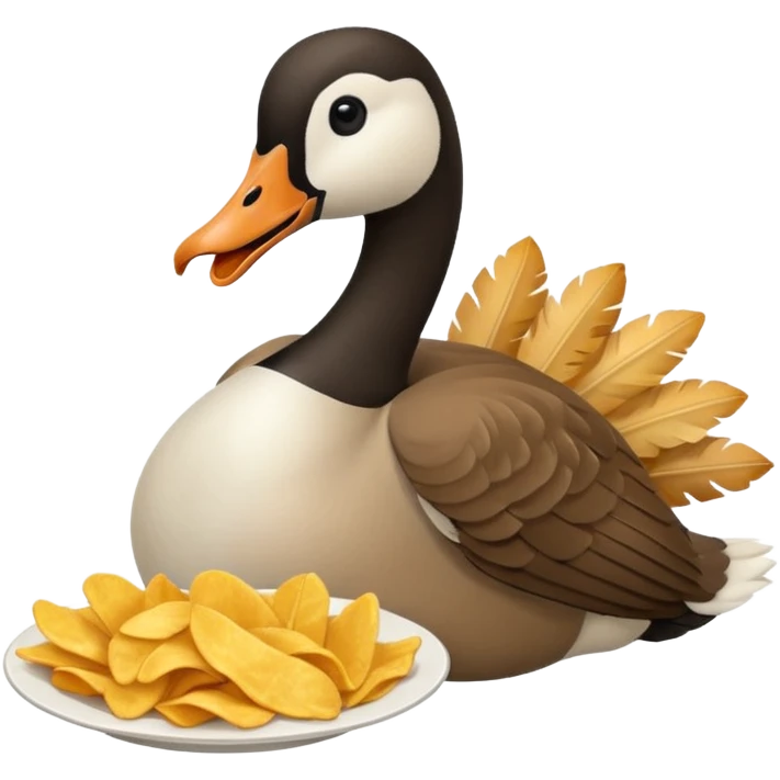 The Canada Goose Is Eating Lots Of Chips In Thanksgiving Day Meal emoji