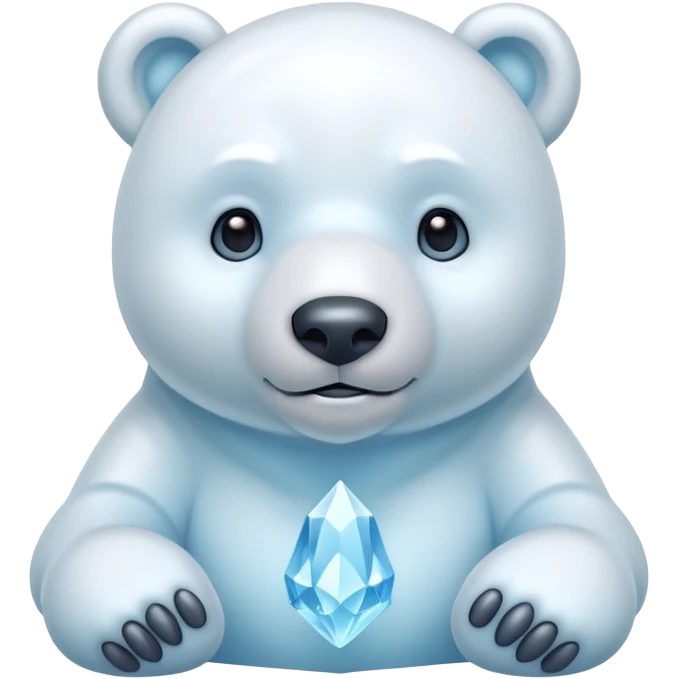 crystal polar bear character, icy crystal body, soft blue glow, cute but powerful, 3D cartoon, mobile game icon style, clean background, no text, no watermark



 emoji