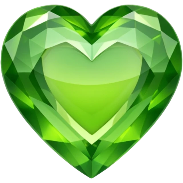 green heart looking ios but like a gemstone with sharp outlines and shiny the color is more like lime emoji