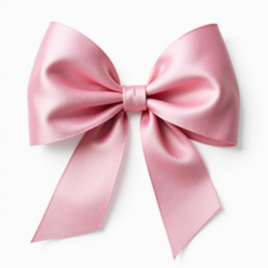 realistic pink bow, satin texture, no face, no background emoji