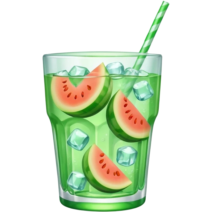 small cup of melon soda with ice cubes, no fruit emoji