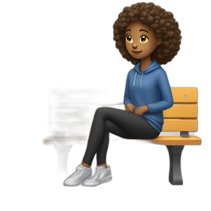 A girl sit on a bench emoji