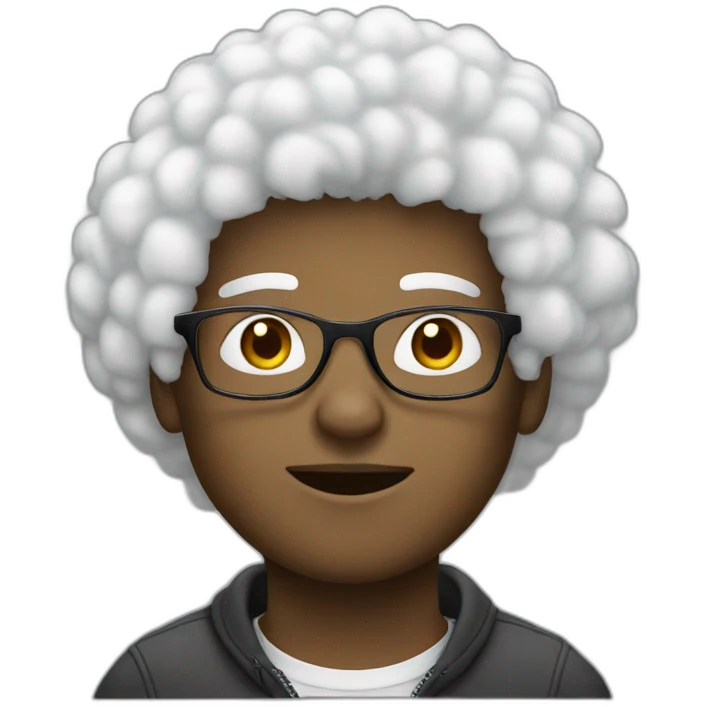 white afro young guy with glasses emoji