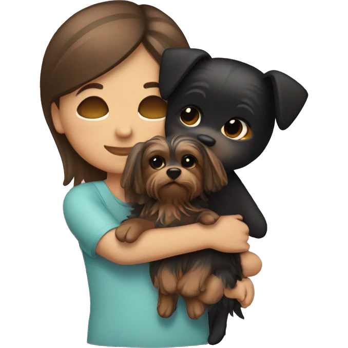 brunette girl hugging yorkie  emoji