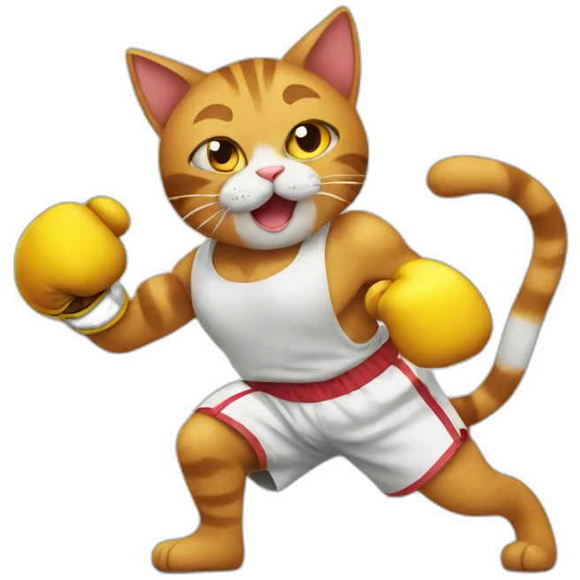 A boxing cat emoji