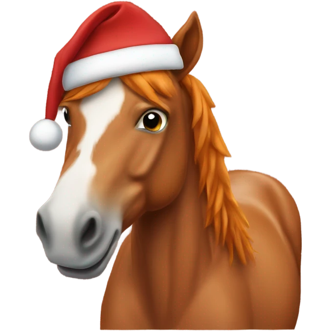 ginger horse with a santa hat emoji