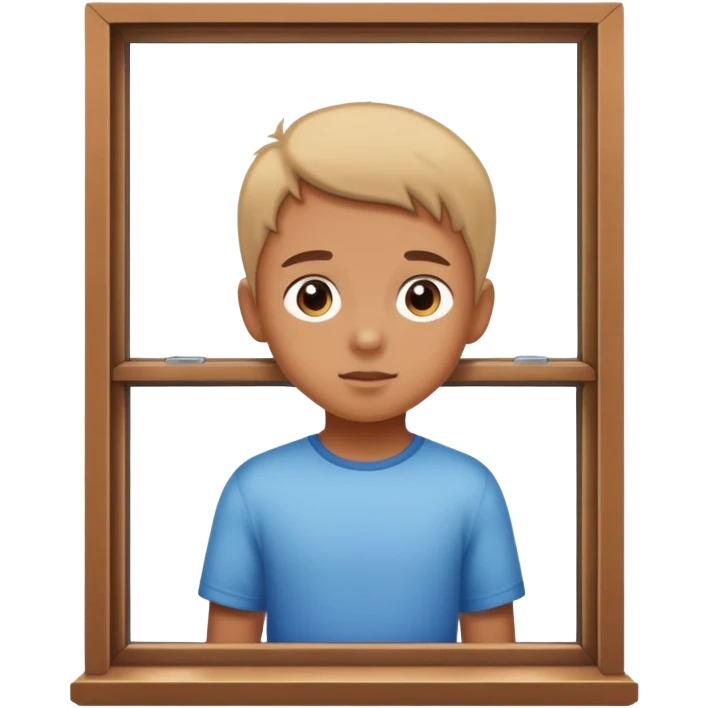 kid standing at window looking outside emoji