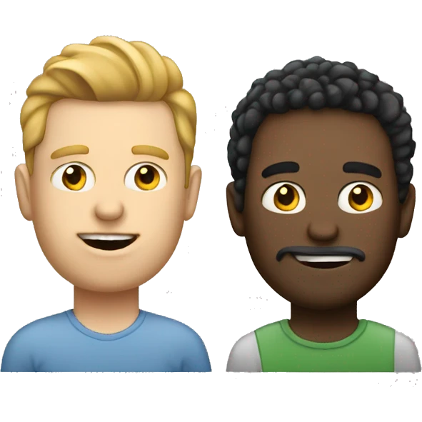 2 white guys with laptops, one with big nose emoji