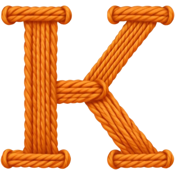The letters KAL written out from a thread of yarn  emoji
