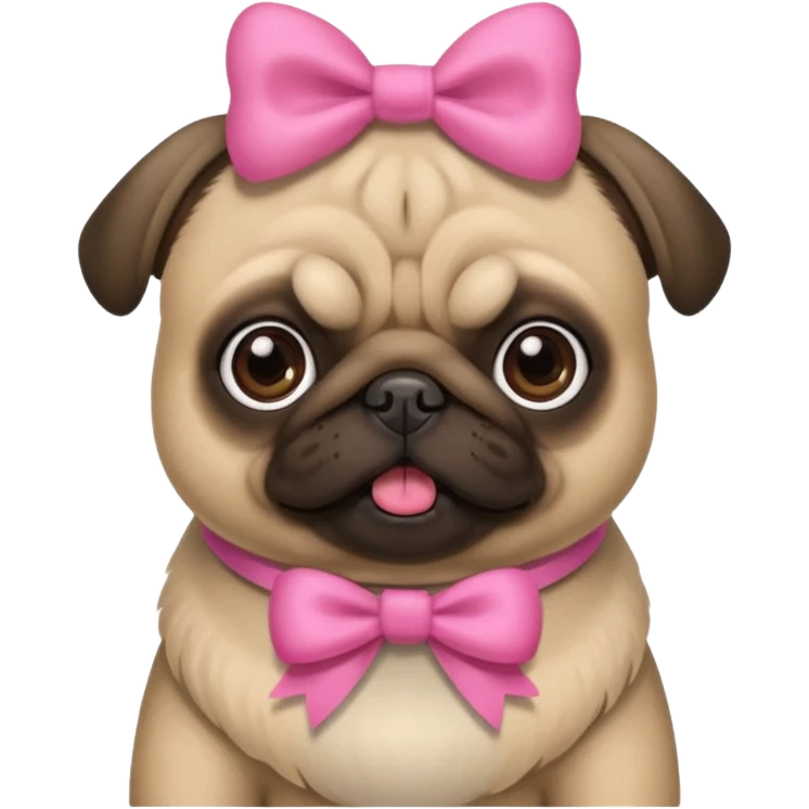 Pug fofo com láço rosa emoji