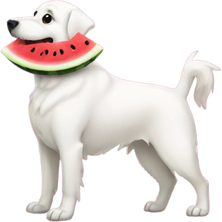 White dog eating watermelon emoji