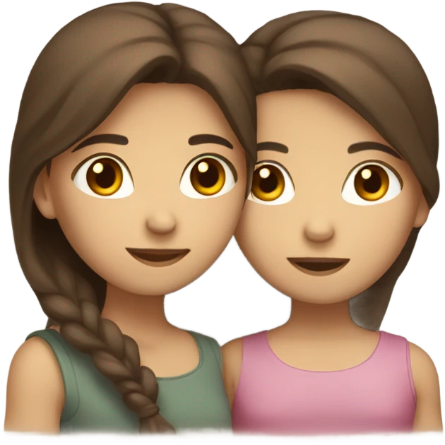 lesbian cuddles dark brown hair girl and light brown hair girl  emoji