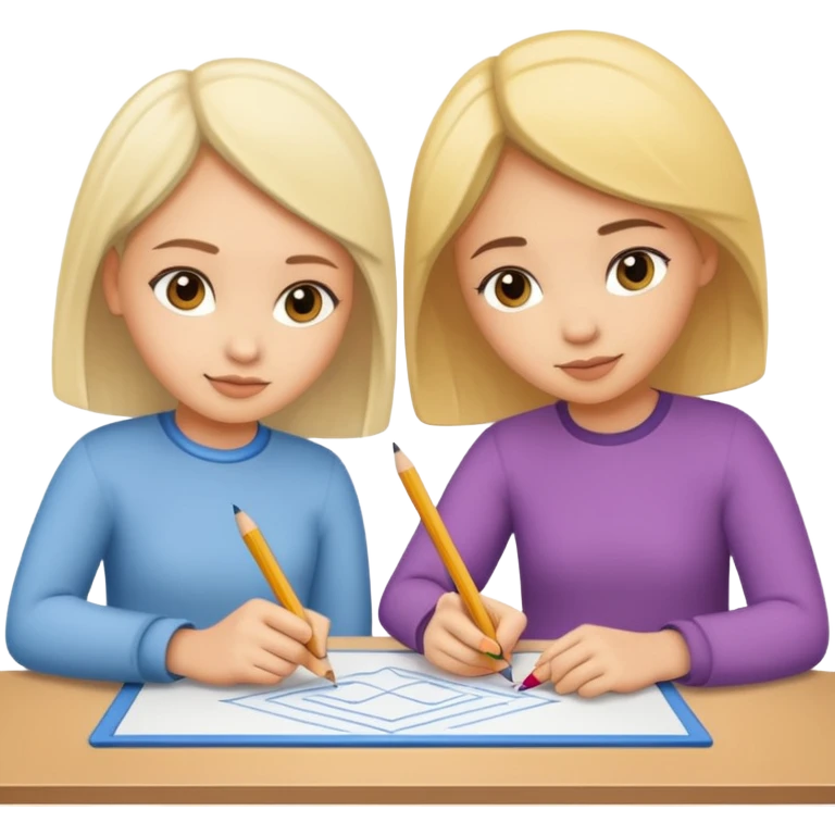 две девушки рисуют границы emoji