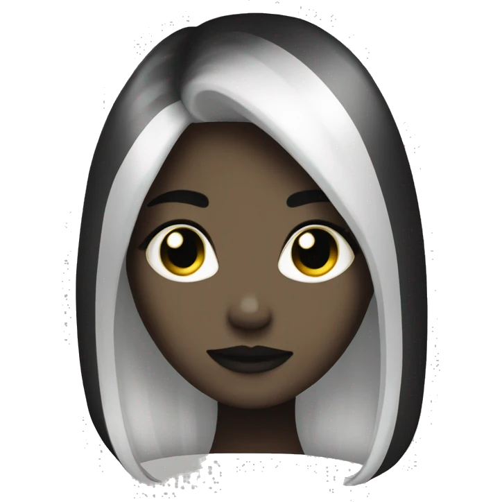 spooky girl, black+white hair emoji
