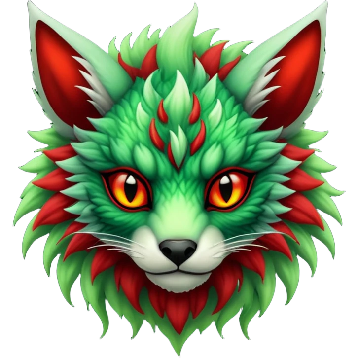 Cool Edgy Green Red ethereal badass Fionbri-Vernid-Trico-animal-creature full body emoji