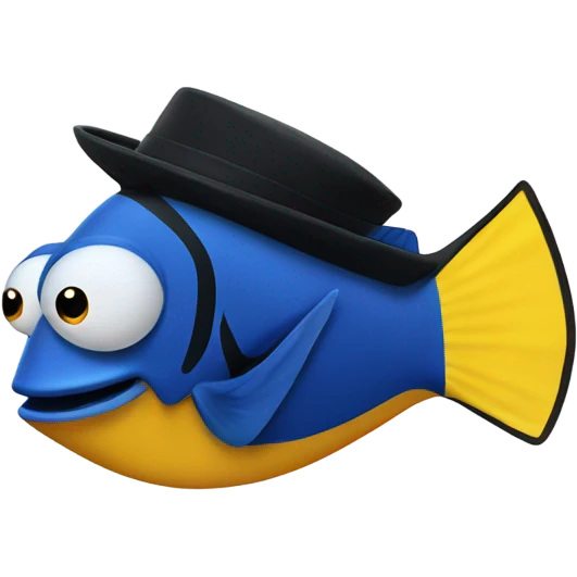 Dory with gloves and a hat emoji