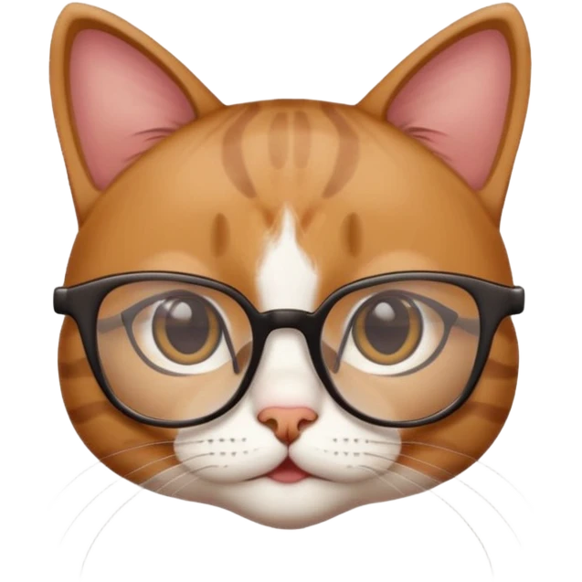 cute girl cat with really big square glasses with super thin frames emoji