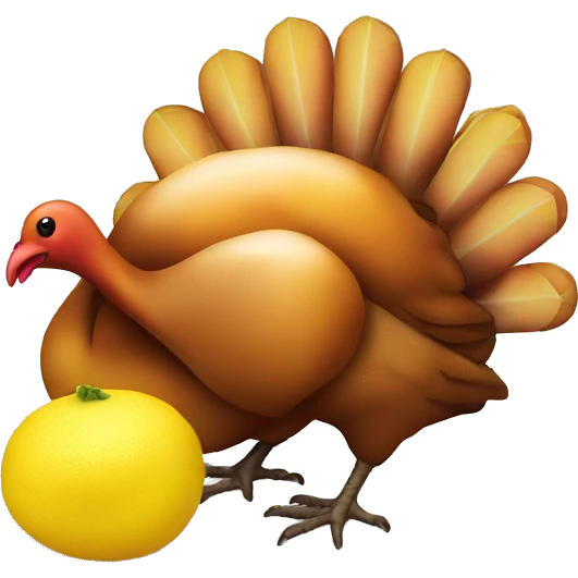 An emoji of a thanksgiving turkey, lemon and burning flame emoji