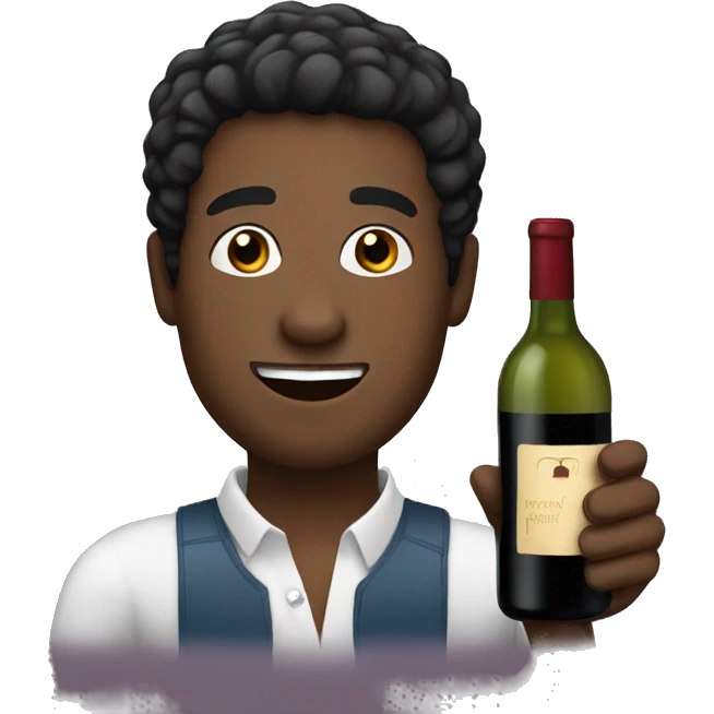 Black hair man with a bottle of wine  emoji