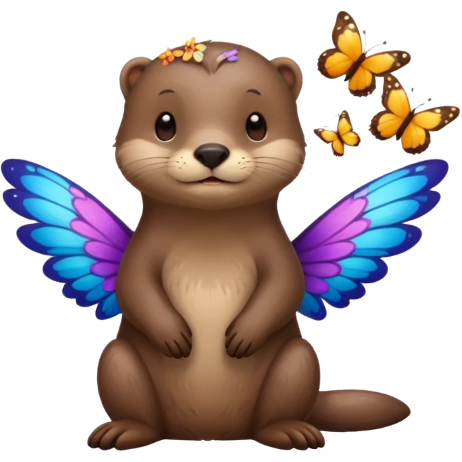 otter with butterflies having an idea emoji
