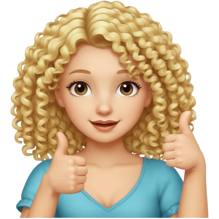 blond girl doing thumbs up sign sassy make it with curly hair and lashes emoji