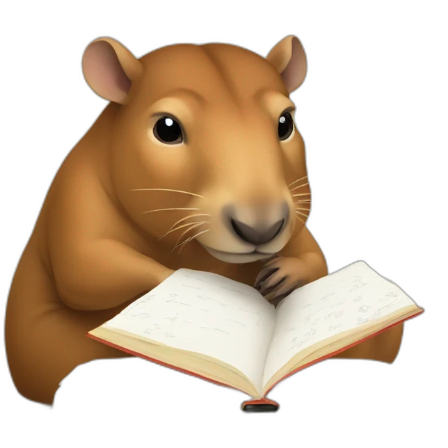 Capibara studying emoji