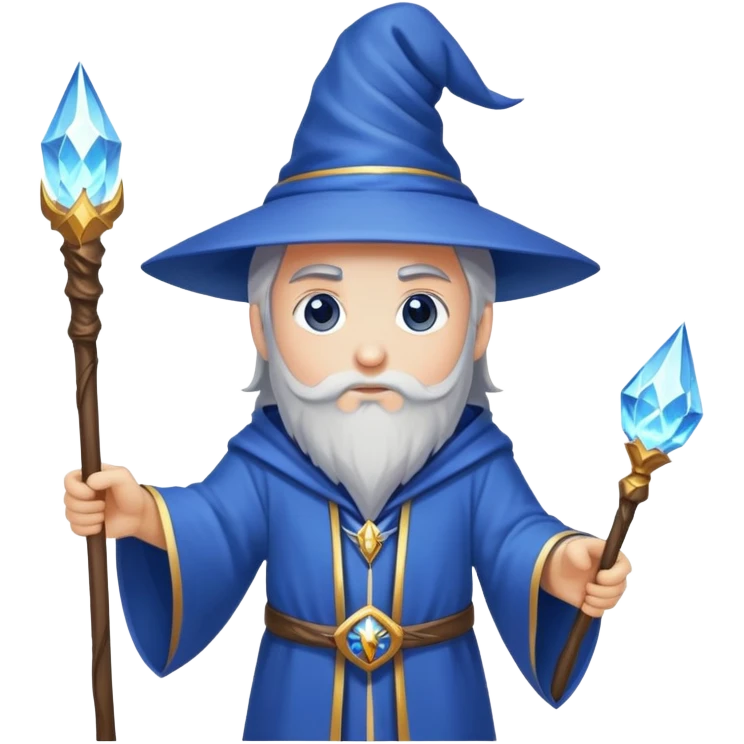 wizard hero with magical staff and blue robes emoji