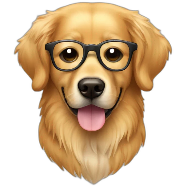 Perro golden retriever con lentes emoji