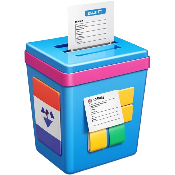 Colorful ballot box with Admin Bewerbungen label emoji