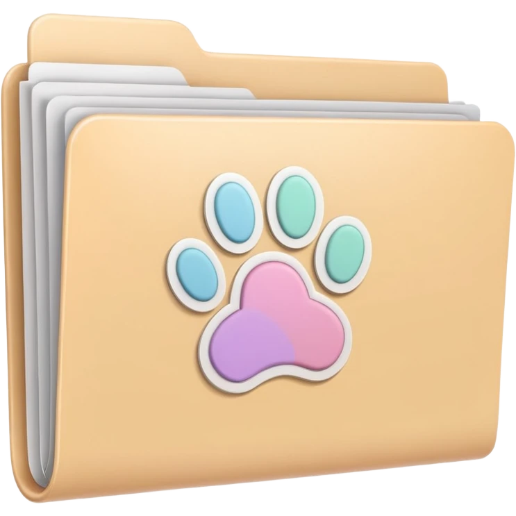 a pastel folder of documents with a pawprint on it emoji