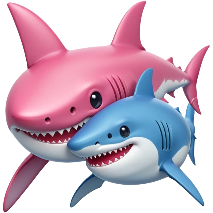 Pink shark loves blue shark emoji
