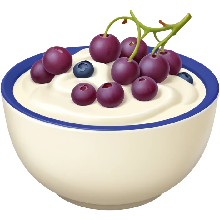 yoghurt bowl with grapes and blueberries emoji