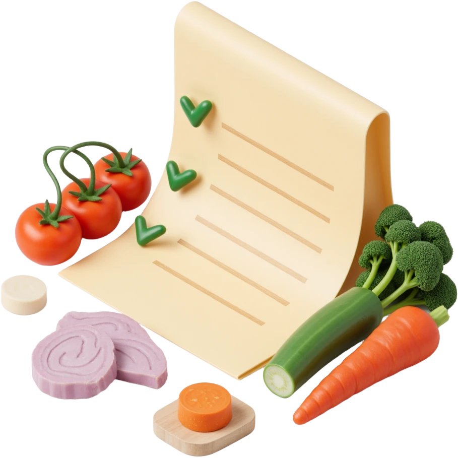 Floating Ingredients Around a List (with Transparent Background) emoji