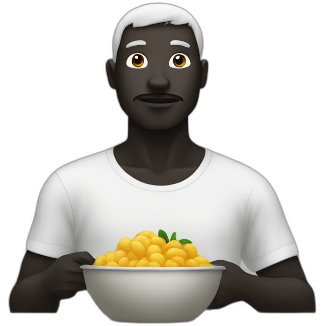 Homme noir mange pastèque dans seau blanc emoji