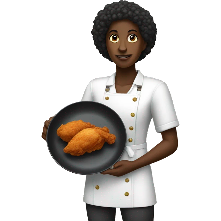 Melanated person holding a plate fried chicken emoji