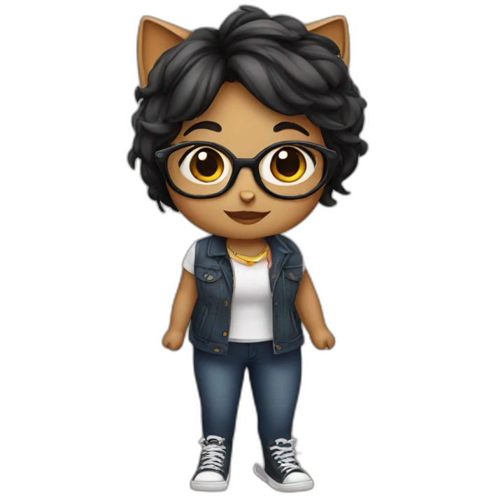 Girl wearing cat with cute glasses  emoji