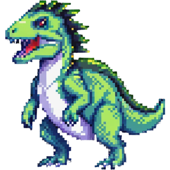 hybrid creature combining a bunny and a T-Rex in pixel art style emoji