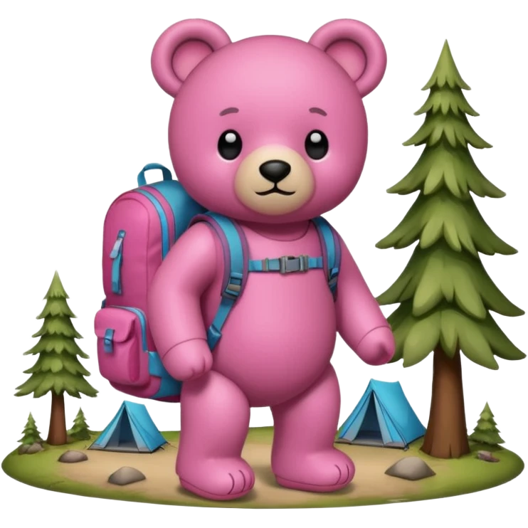  Teddy bear camping pink emoji