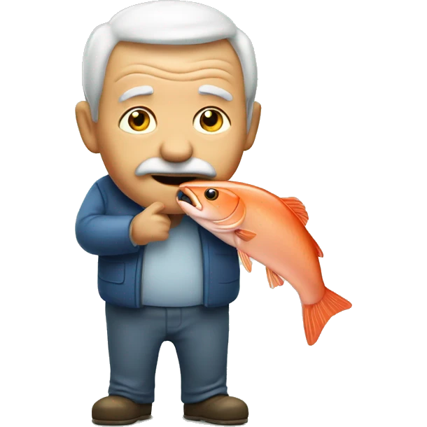 salmon with old guy emoji