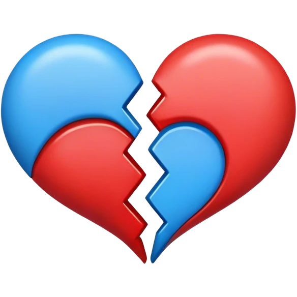 two halves of a heart emoji