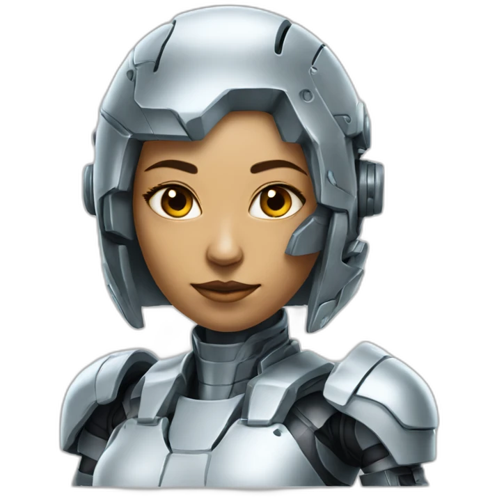 female cyborg with natural chess half body emoji