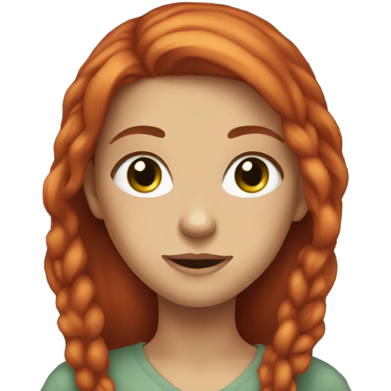 a girl with long red hair and grey-green eyes emoji