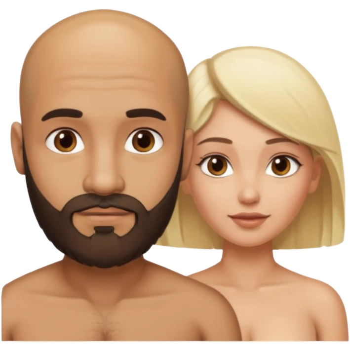 Fully Naked Indian bald man with a beard sucking breast of naked blonde fit woman emoji