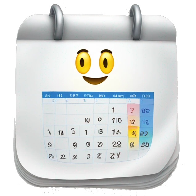Calendar, with a welcoming smiley face emoji