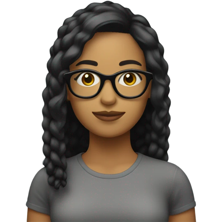 Chica cabello negro con lentes  emoji