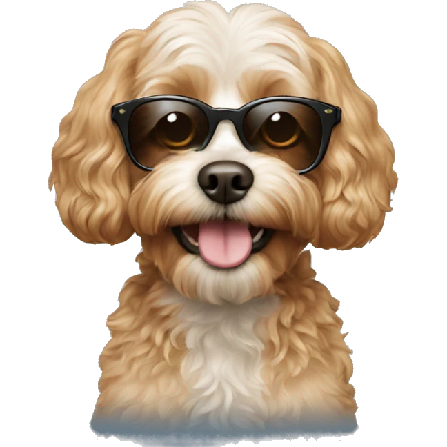 Cavapoo dog wearing sunglasses  emoji