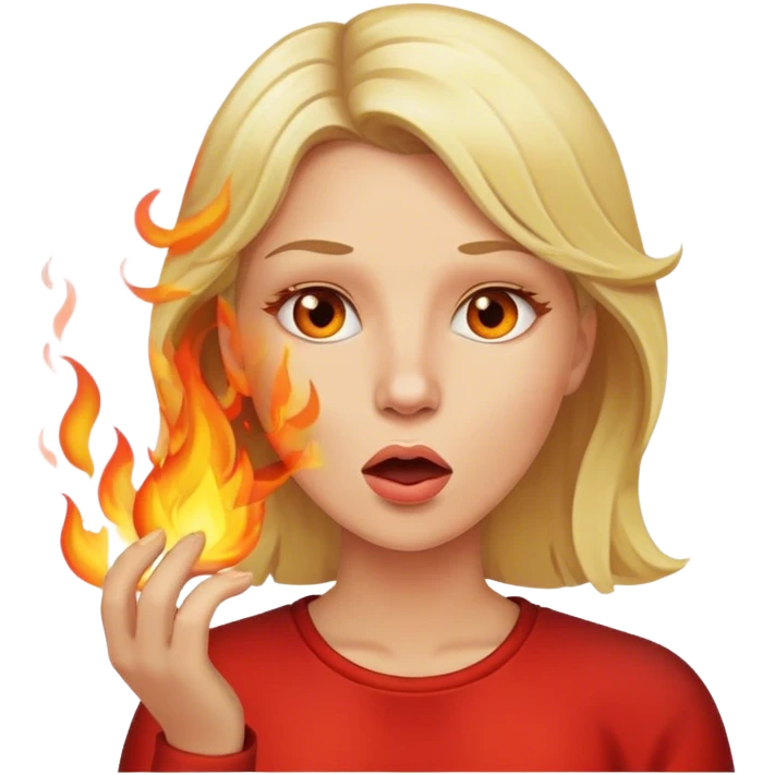 Blond woman exhaling fire from mouth emoji